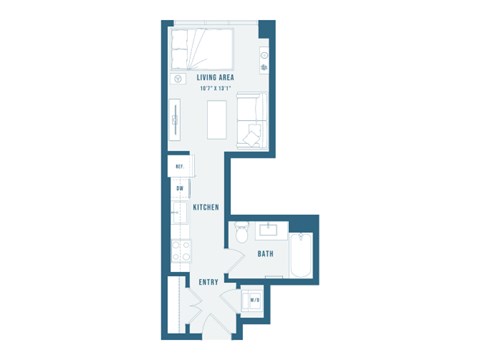 Floor plan for studio, 1 bath, 430 sqft